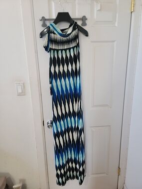 Blue & White Patterned Maxi Dress